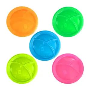 Plato plano de plástico con 3 divisiones para la comida, traslúcido c…
