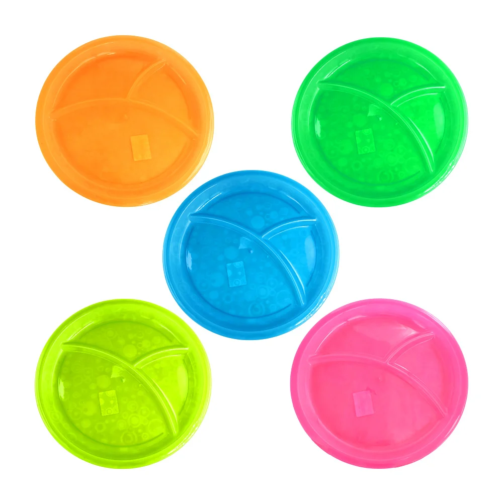 Plato plano de plástico con 3 divisiones para la comida, traslúcido c…