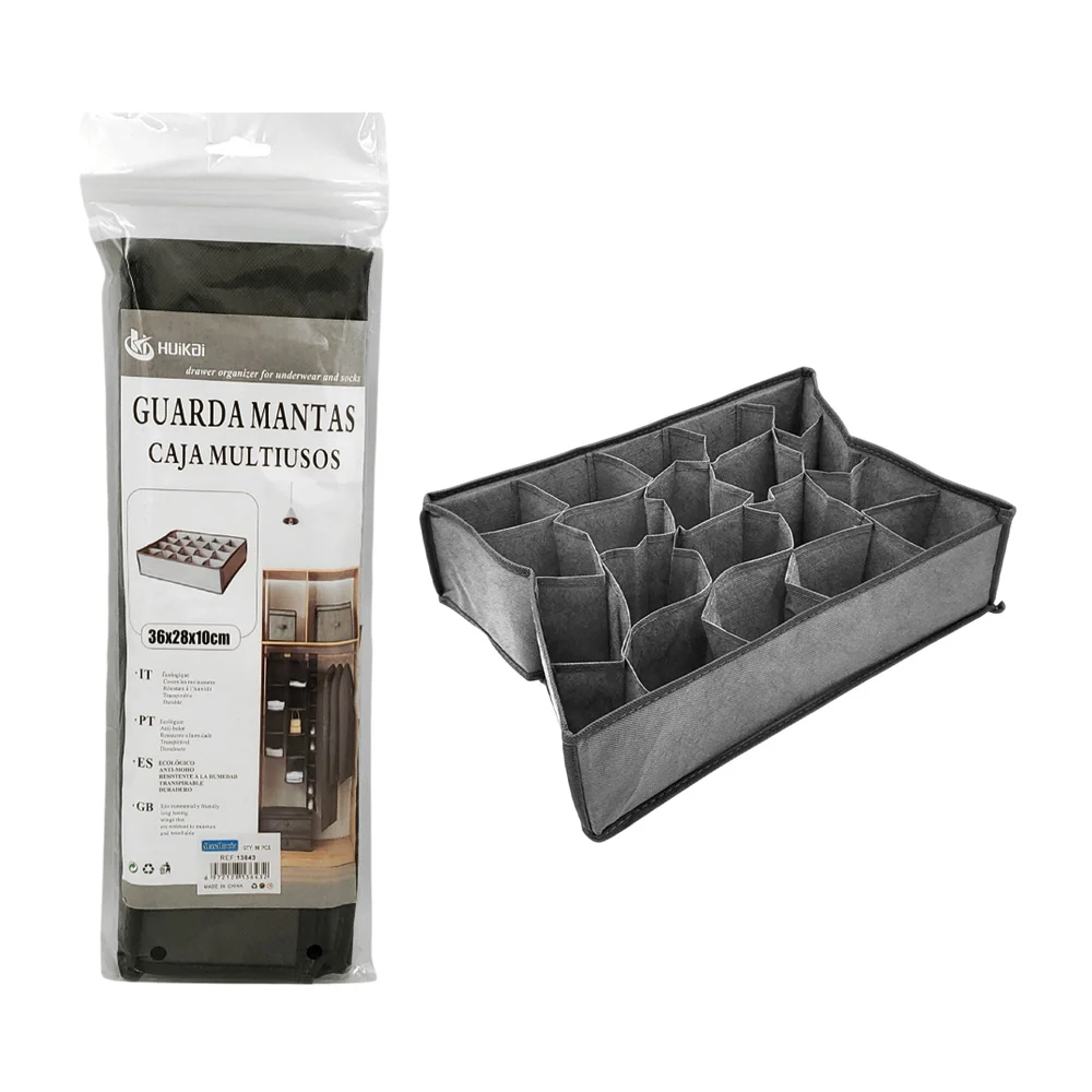Caja de tela multiusos plegable, 36x28x10cm con 20 compartimentos