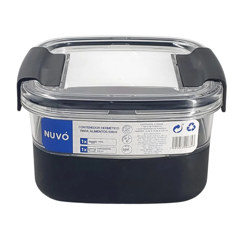 Contenedor de plastico para alimentos hermetico, 13.56 x13.28 x7.97cm…