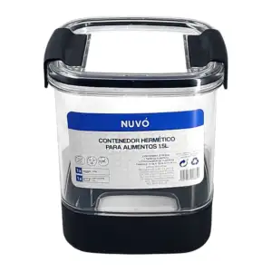 Contenedor de plástico para alimentos hermético, 1.5l - 13.56x13.28x1…