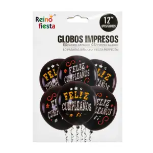 Paquete 6 globos de latex de 12´ impresos con frase feliz cumpleaños …