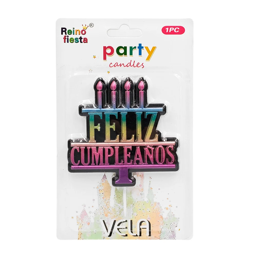 Blíster de vela con diseño de feliz cumpleaños multicolor / party / 6…