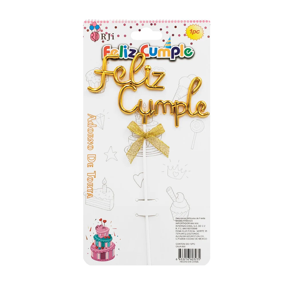 1pza Cake topper / adorno para pastel con leyenda de feliz cumple  / …