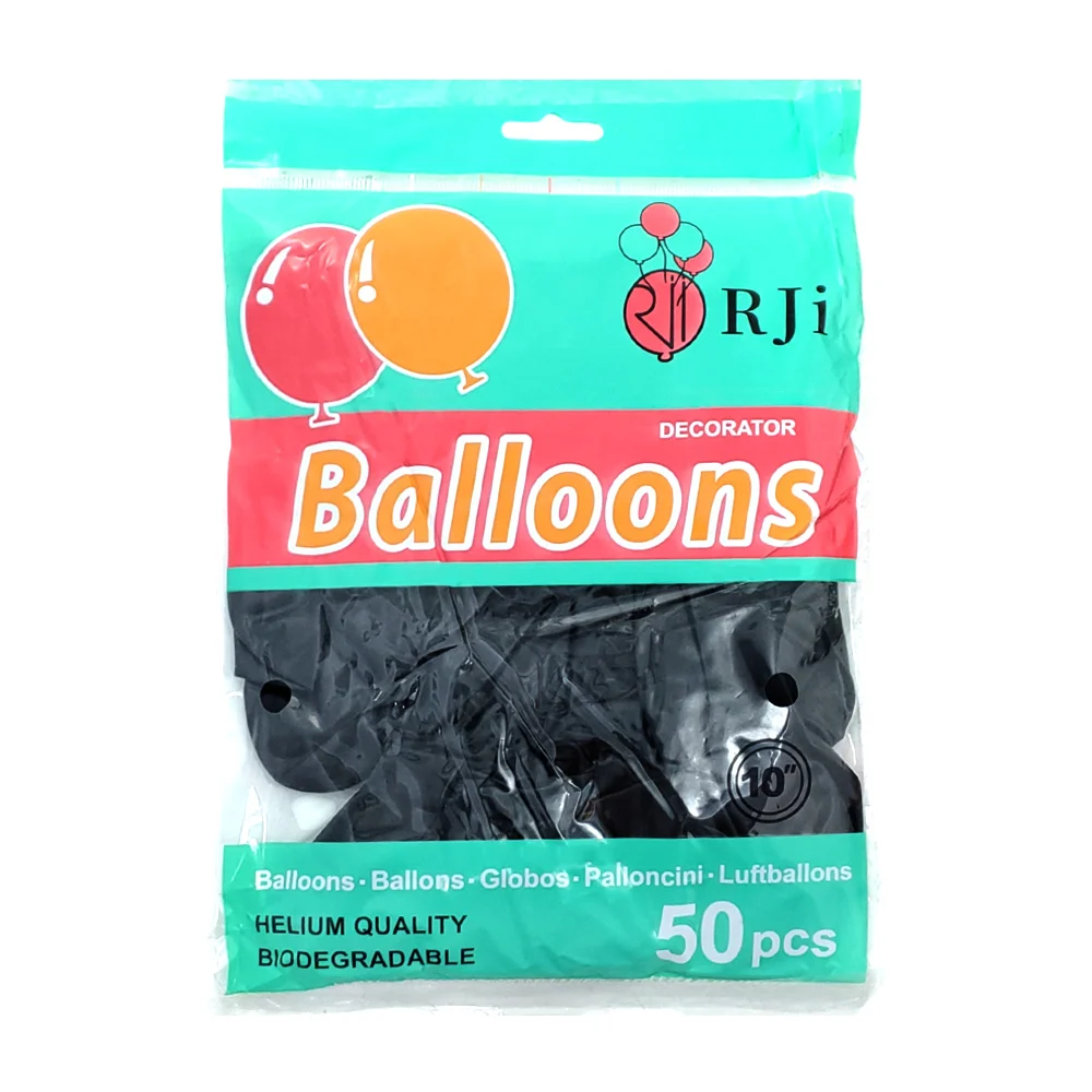 Paquete con 50 globos de látex rji de 10 pulgadas en color negro / 66…
