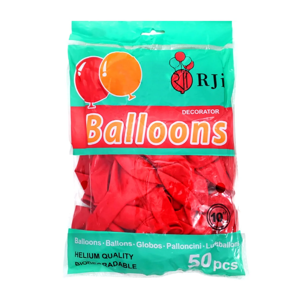 Paquete con 50 globos de látex rji de 10 pulgadas en color rojo / 660…