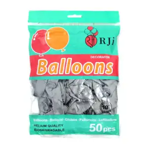 Paquete con 50 globos de látex rji de 10 pulgadas en color plata / 66…