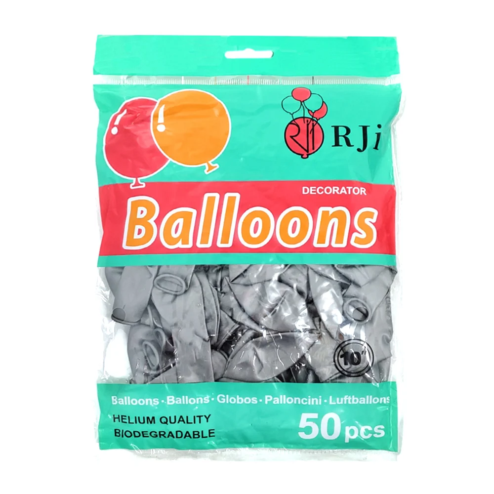 Paquete con 50 globos de látex rji de 10 pulgadas en color plata / 66…