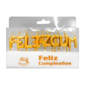 Blíster con 15 velas con frase felíz cumpleaños en tono cromado / 662…