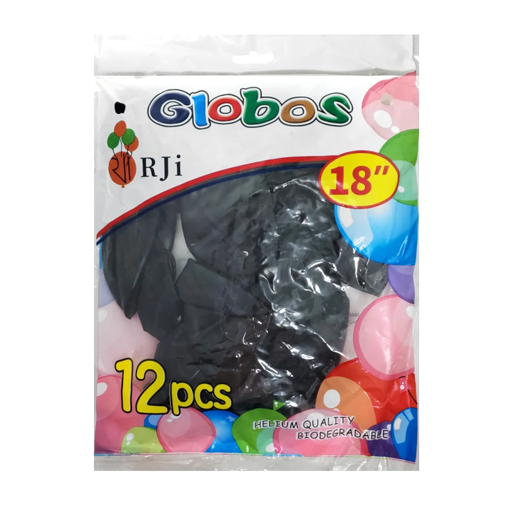 Paquete con 12 globos de látex rji de 18 pulgadas en color negro / 66…