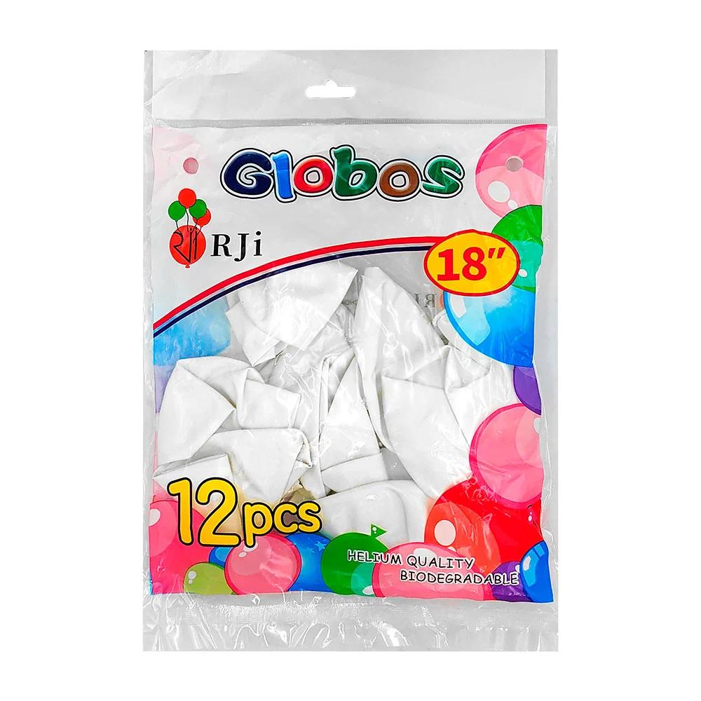 Paquete con 12 globos de látex rji de 18 pulgadas en color blanco / 6…