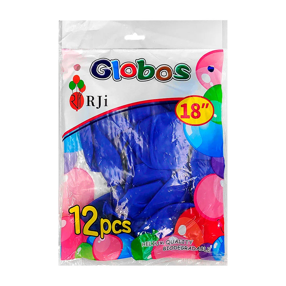 Paquete con 12 globos de látex rji de 18 pulgadas en color azul / 662…