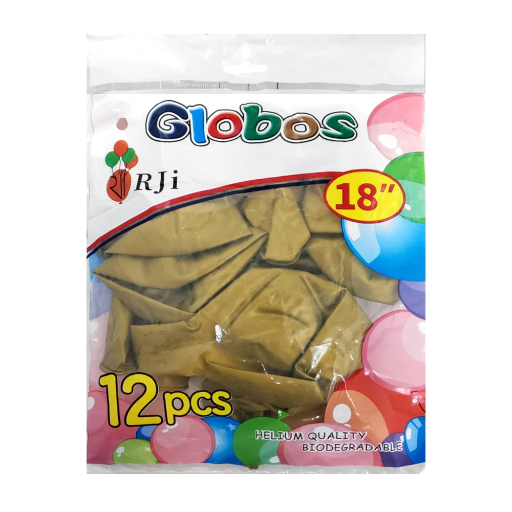 Paquete con 12 globos de látex rji de 18 pulgadas en color dorado / 6…