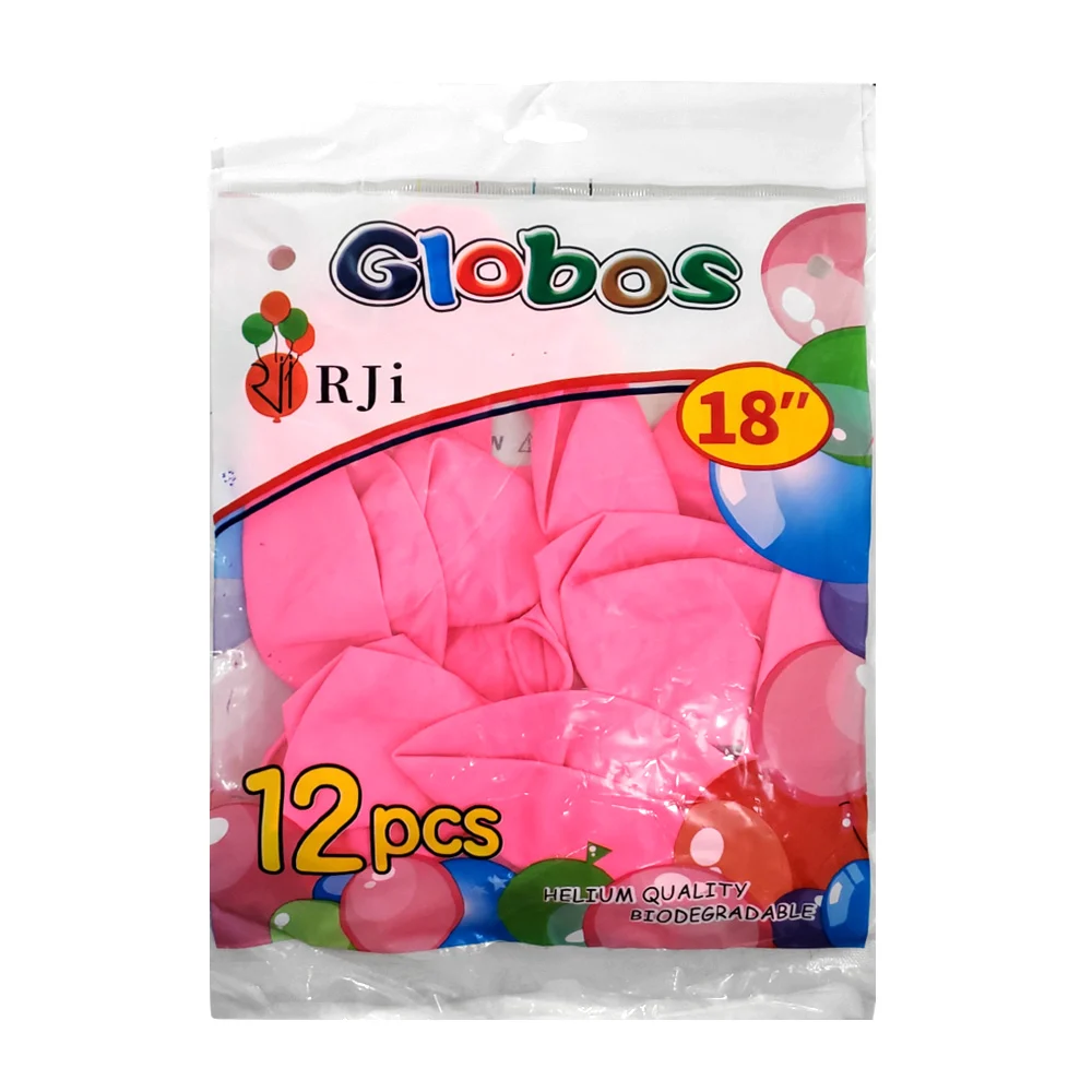 Paquete con 12 globos de látex rji de 18 pulgadas en color rosa / 662…