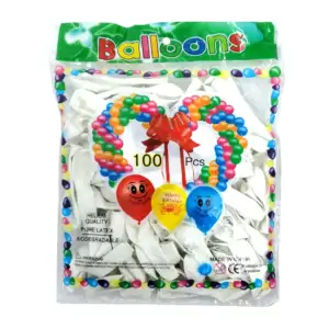 Paquete con 100 globos de látex de 5 pulgadas en color blanco / 66232…