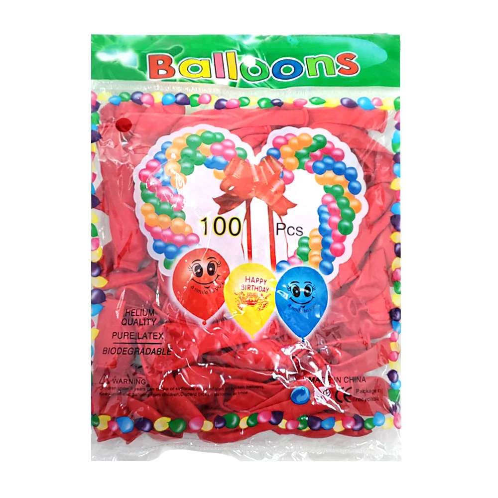 Paquete con 100 globos de látex de 5 pulgadas en color rojo / balloon…