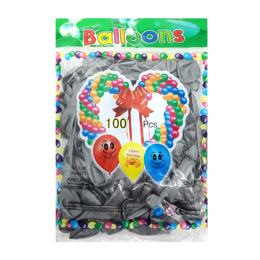 Paquete con 100 globos de látex de 5 pulgadas en color plata / 662329…