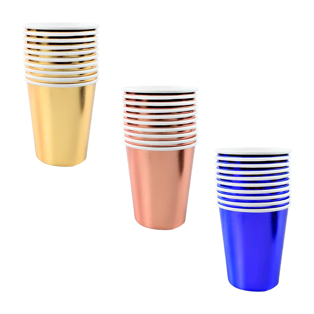 Paquete con 10 vasos de papel en tono metálico para fiesta, 250ml apr…