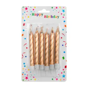 Blíster con 6 velas con diseño rayado en espiral para pastel, 9cm / 6…