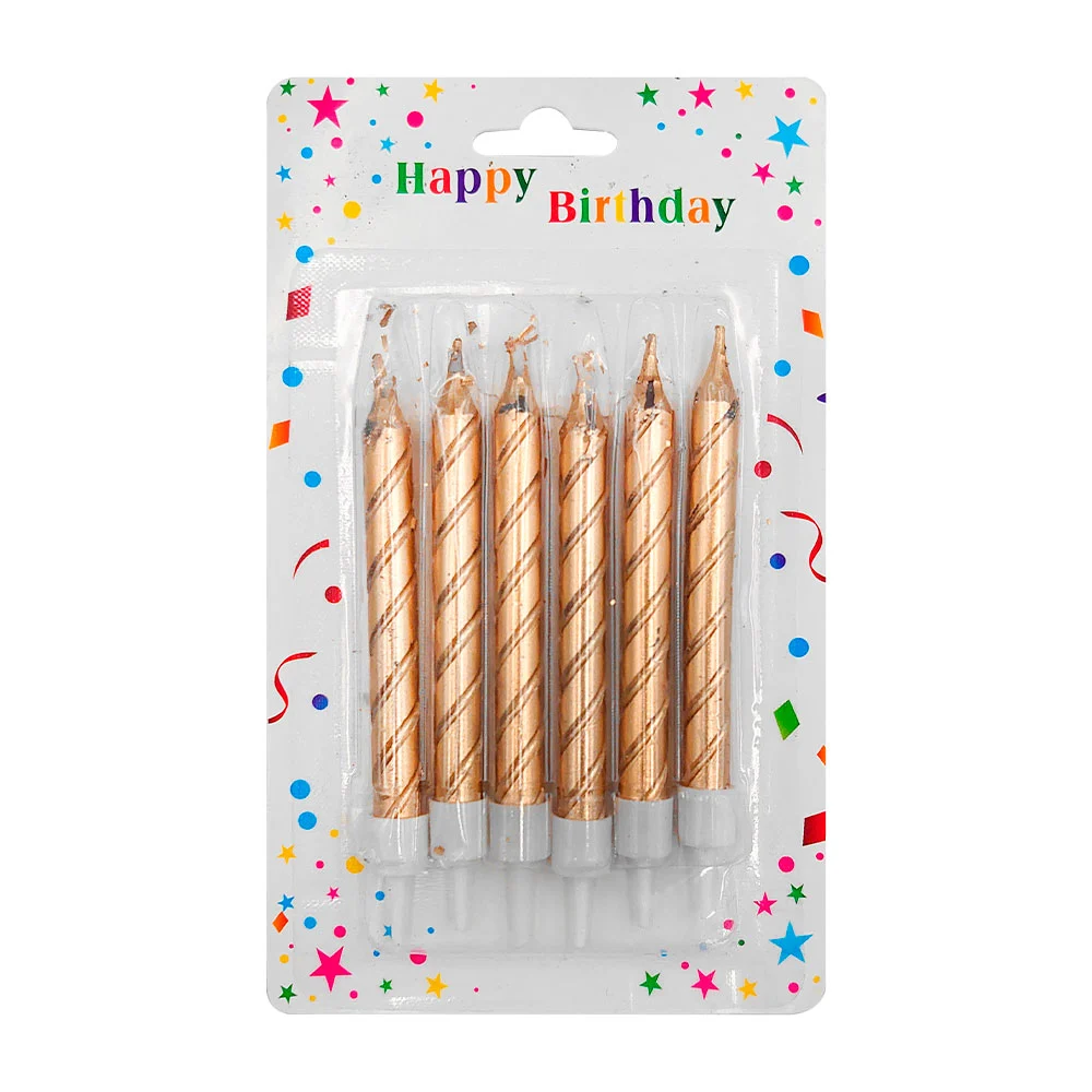 Blíster con 6 velas con diseño rayado en espiral para pastel, 9cm / 6…