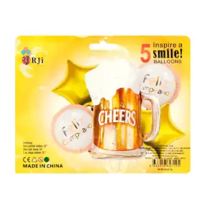 Paquete, 5 globos metálicos con diseño de cerveza - feliz cumpleaños …