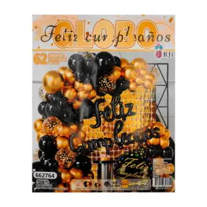 Kit decorativo de feliz cumpleaños con 62pcs y tonos dorados - negros…