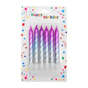 Blíster con 6 velas con diseño rayado en espiral bicolor para pastel,…