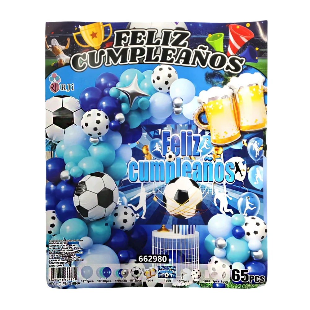 Kit decorativo de feliz cumpleaños con 65pcs y temática de fútbol / 6…
