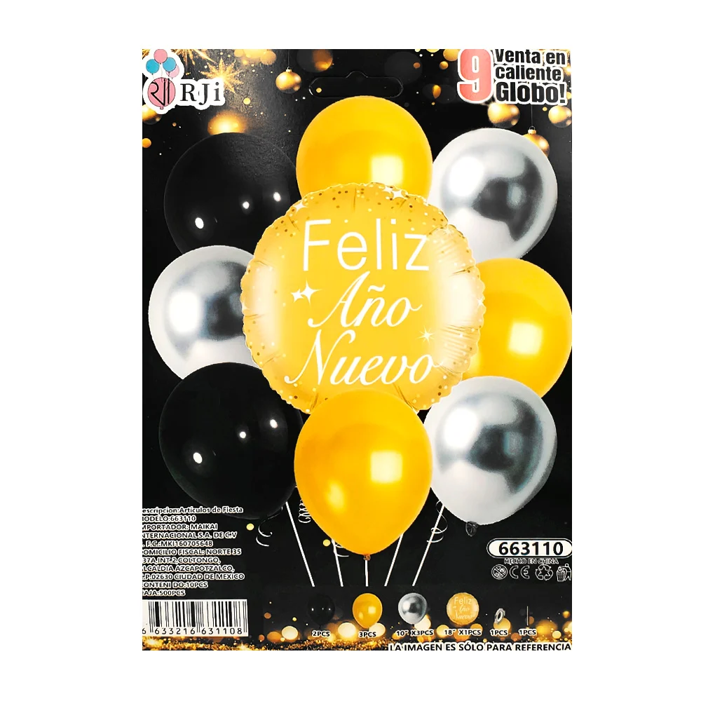 Set de 9 globos decorativos con temática de feliz año nuevo, varios c…