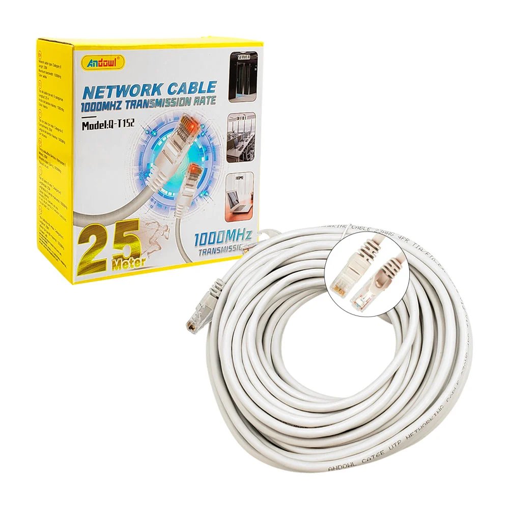 Cable de red internet 25m, cat6e utp, con transmisión de 1000MHz