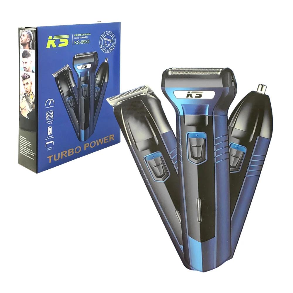 Máquina trimmer rasuradora tipo profesional, inalámbrica con 3 cabeza…