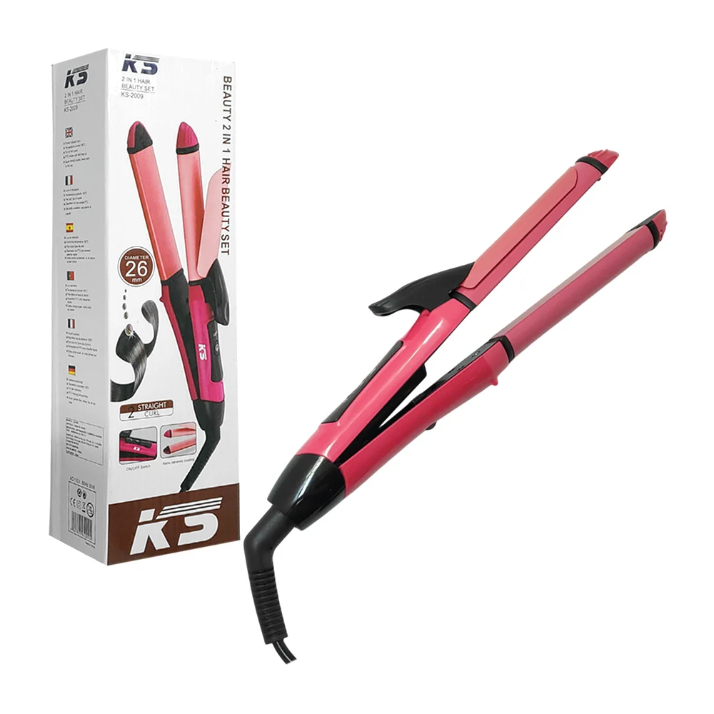 Plancha rizadora 2 en 1, placas de cerámica, temperatura regulada, va…