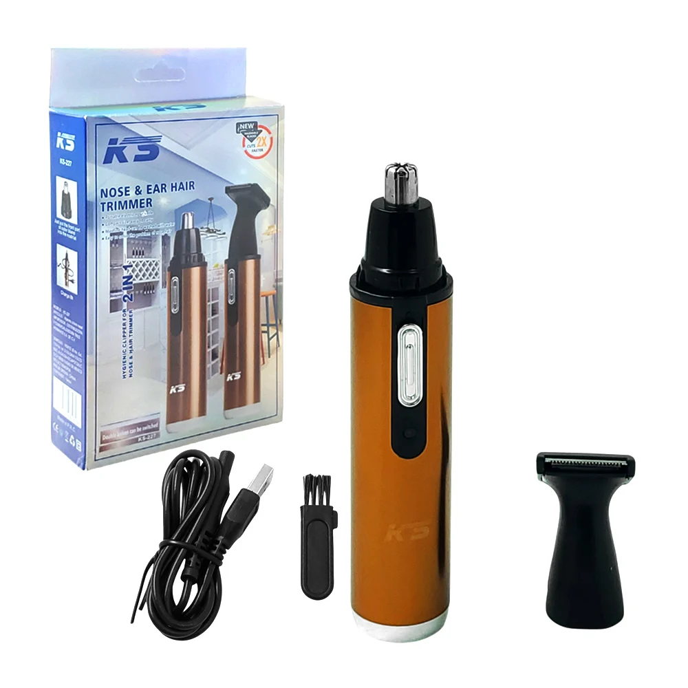 Rasuradora 2 en 1, compacta tipo trimmer para nariz y patillas, recar…