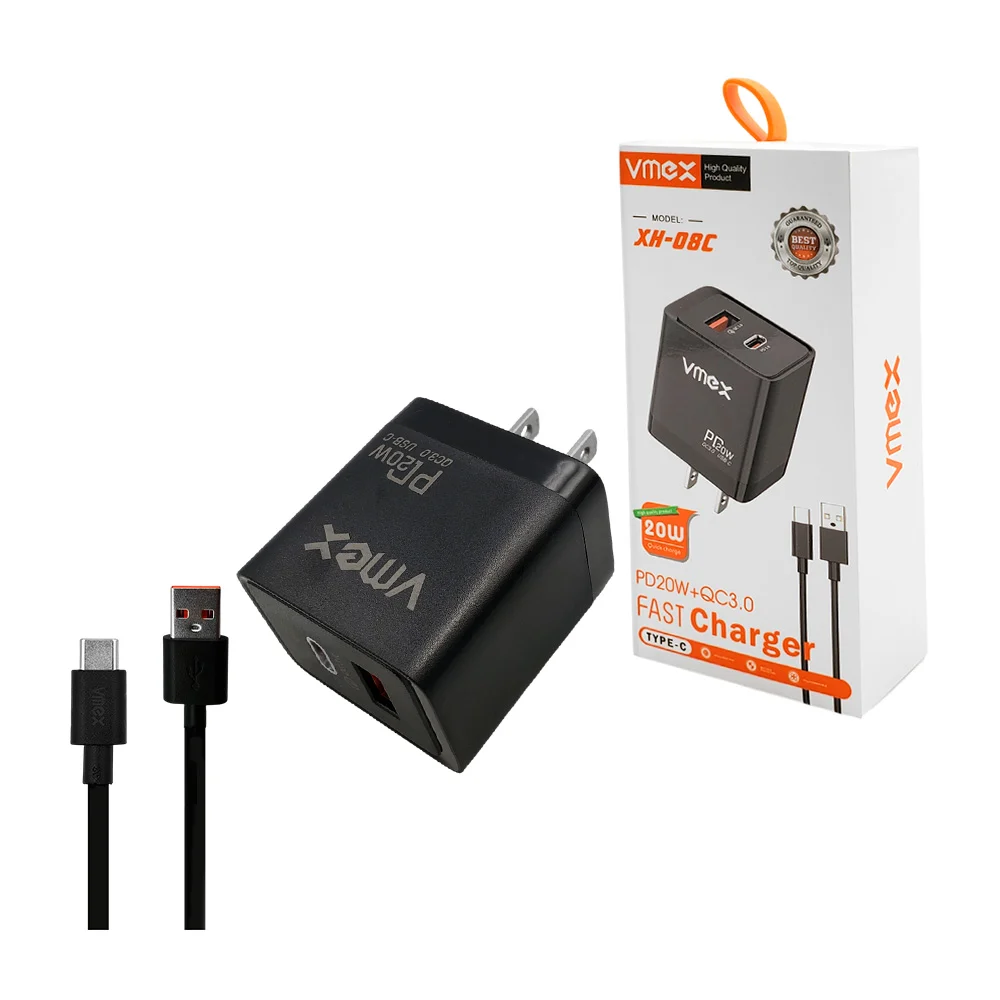 Combo cargador, carga rápida 20w, cubo salida usb-a y usb-c, cable us…