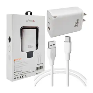 Combo cargador de 38w usb a tipo-c, cubo usb y usb-c, luz indicadora …