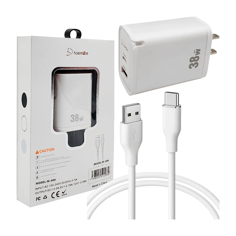 Combo cargador de 38w usb a tipo-c, cubo usb y usb-c, luz indicadora …