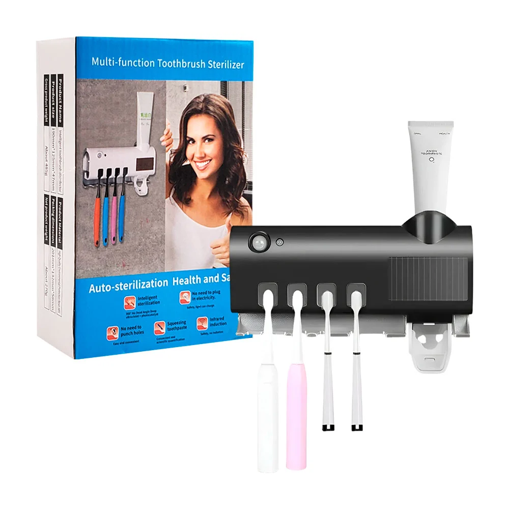 Esterilizador para 4 cepillos de dientes y exprimidor de pasta dental