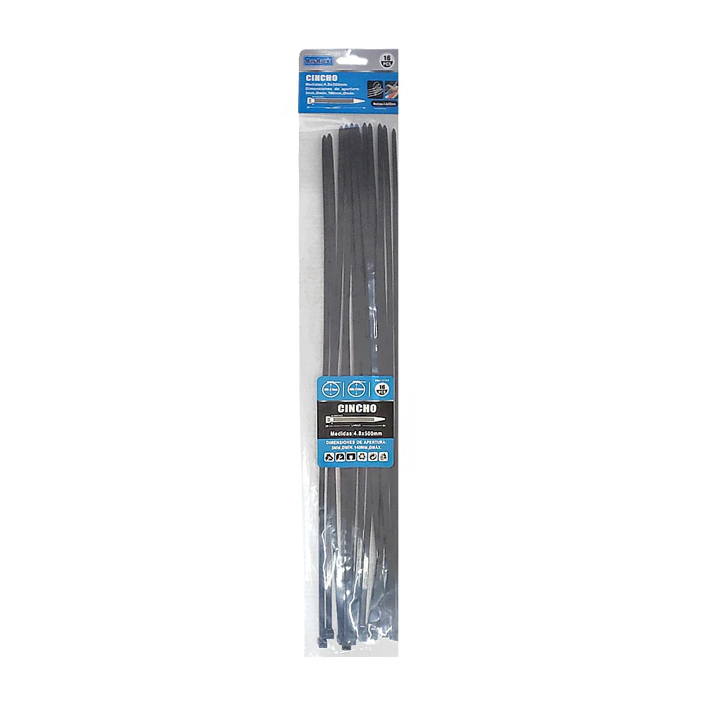 Paquete con 16 cinchos en color negro maxmacia de 4.8x500mm / 11163