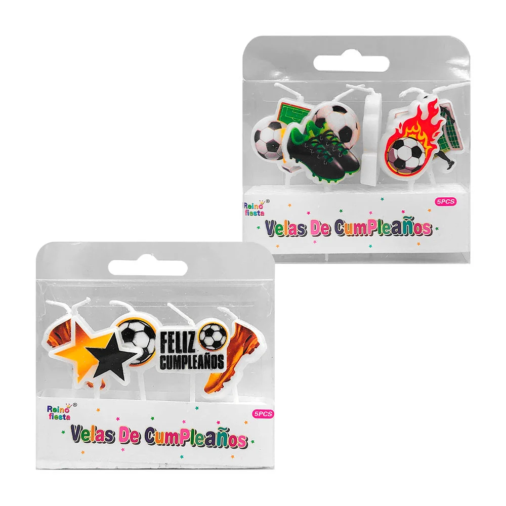 Paquete de 5 velas decorativas con temática deportiva, variedad de mo…