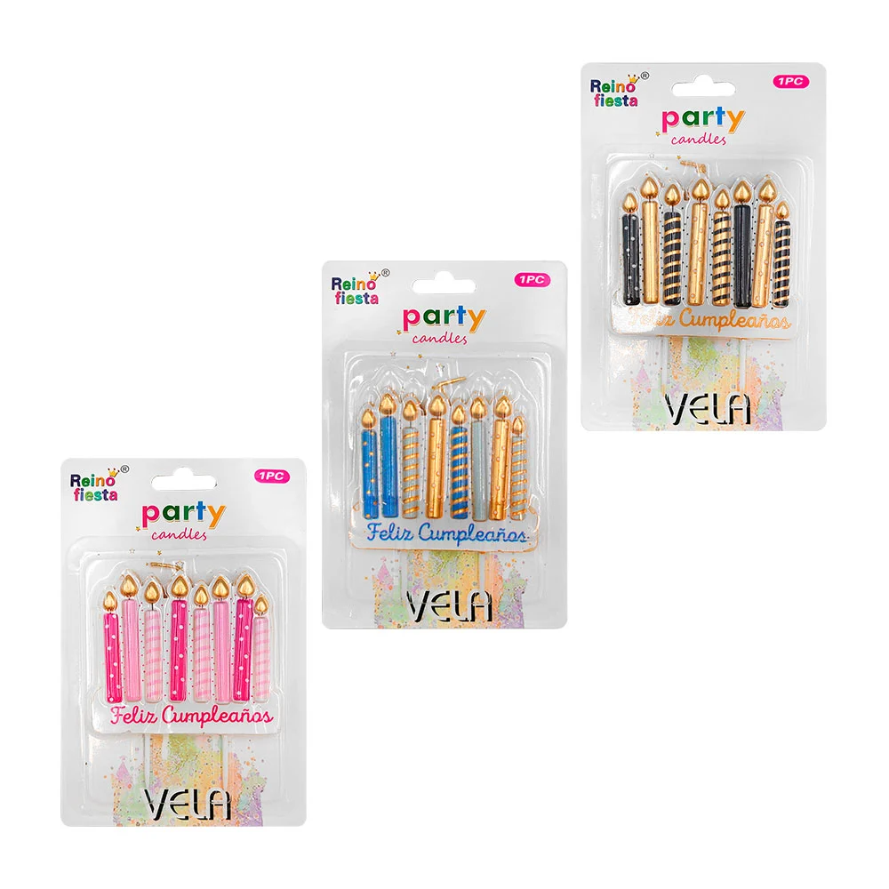 Blister 1 vela, con estampado de 8 velas, feliz cumpleaños, variedad …