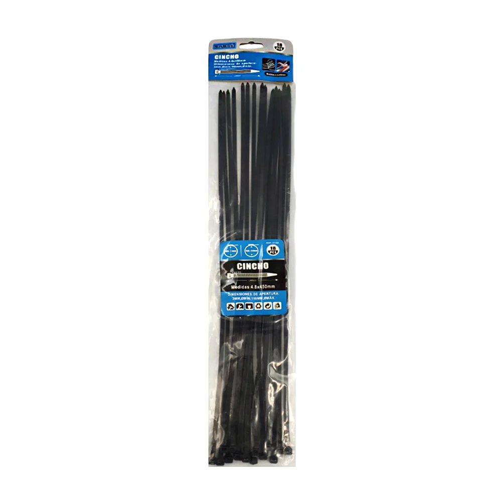 Paquete con 18 cinchos en color negro y medidas de 4.8x450mm, ajustab…