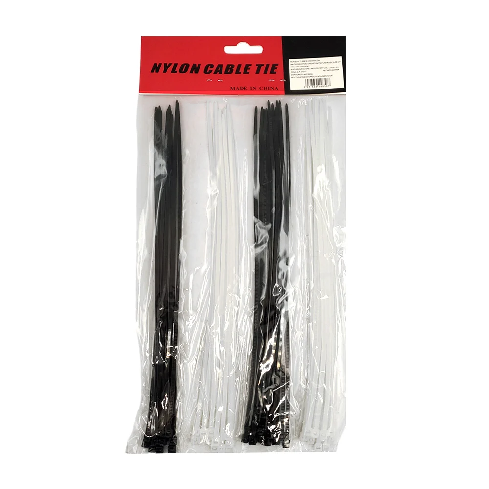 Paquete con 48 cinchos de 26cm, negros y blancos, plástico resistente…