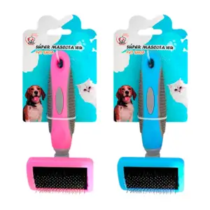 Cepillo para mascotas, cerdas metálicas, mango ergonómico, 17.5x7.8cm…