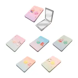 1pza Espejo rectangular de bolsillo doble con diseño kawaii y flor 3d…