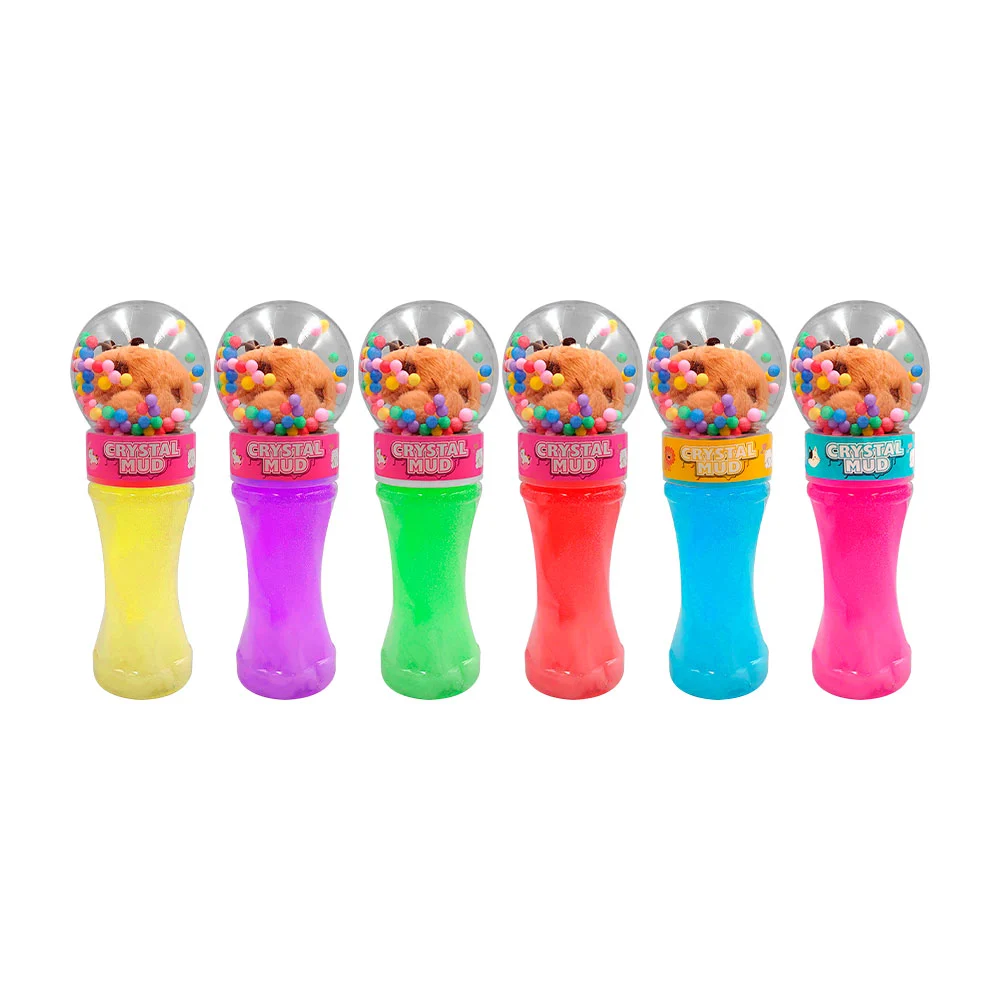 Bote de slime brilloso + tapa con bolitas y mini peluche de capibara …