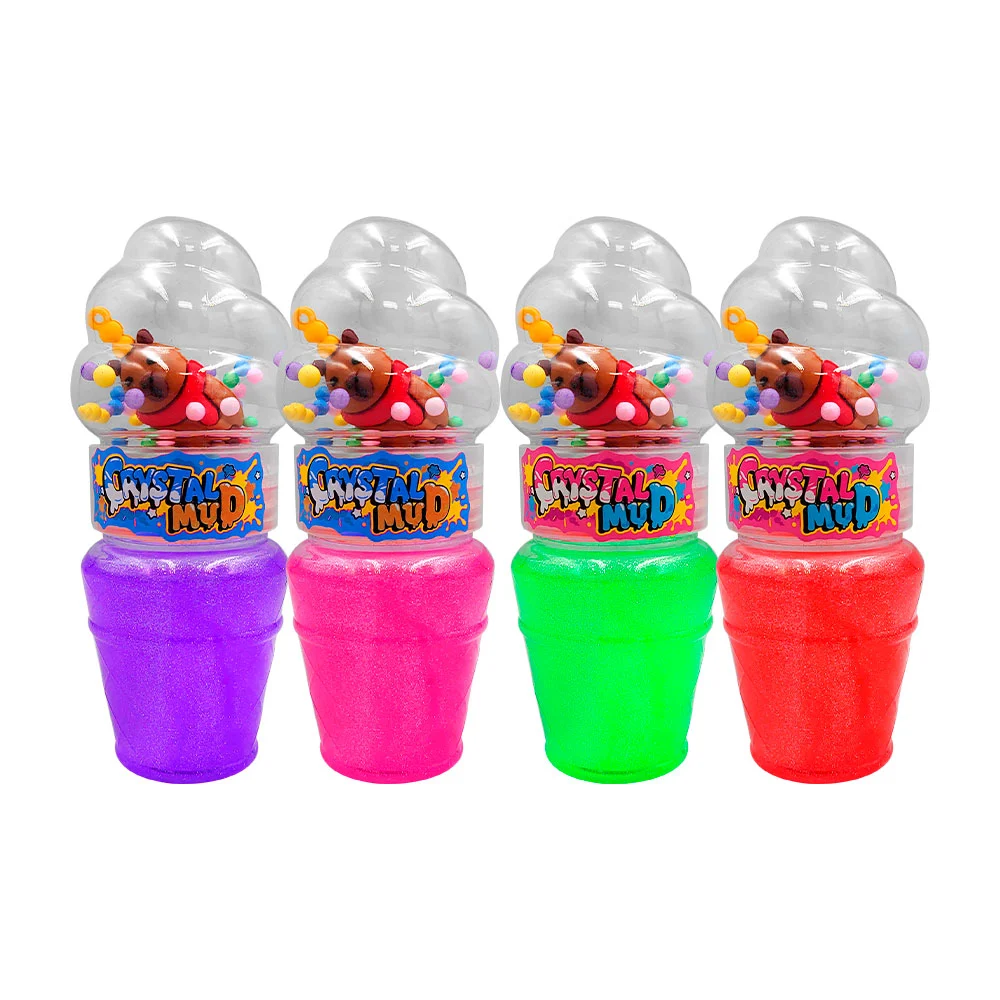 Bote de slime brilloso + tapa en forma de helado con bolitas-figura d…
