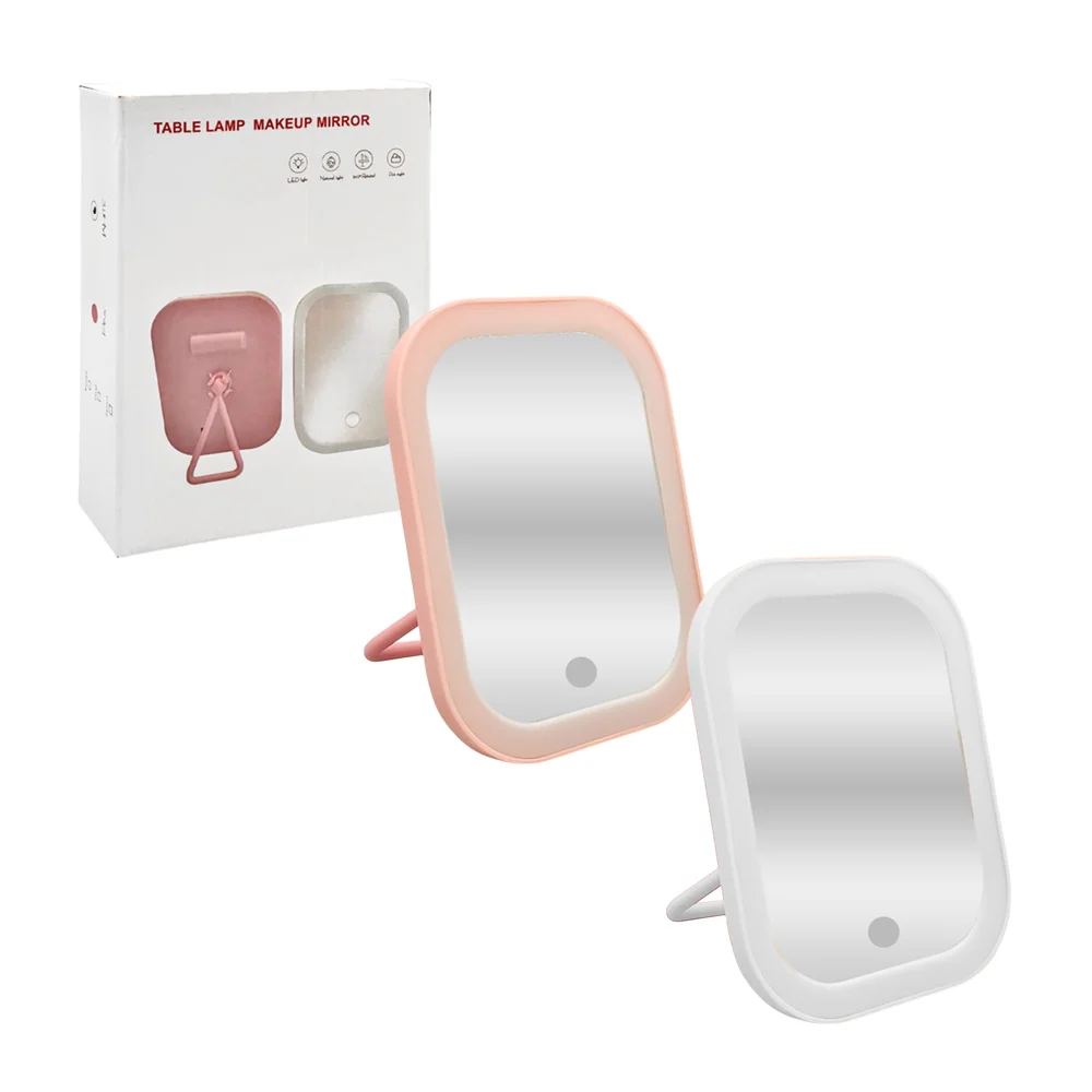 Espejo pequeño rectangular, con luz led y giro 360, variedad de color…