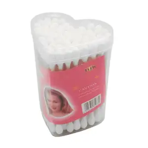 1pz bote en forma de corazón con 60 cotonetes-hisopos de doble punta
