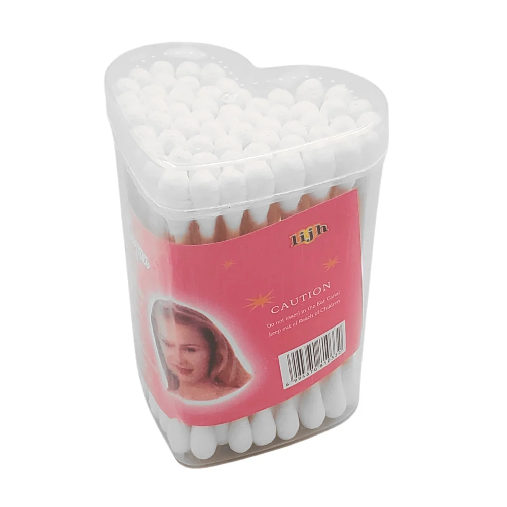 1pz bote en forma de corazón con 60 cotonetes-hisopos de doble punta