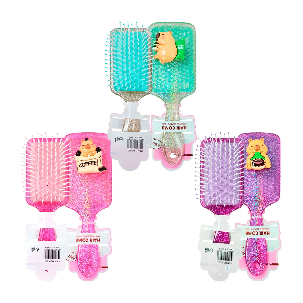 1pz cepillo rectangular para el cabello, figura 3d de capibara con gl…